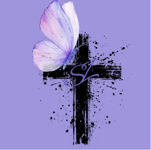 Butterfly and Cross Logo Background